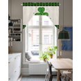 thumbnail image 4 of St. Patrick's Day Swag Valances for Windows, Small Curtains Drapes, Green Shamrock Leaves Love Plaid Beige Kitchen Window Curtains Over Sink Window Treatment Valance for Bedroom/Bathroom 56"x36", 4 of 5