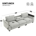 thumbnail image 2 of Sectional Sofa with Storage Armrest, 4 Seat Chenille Couch with  Drop Down Table, Cup Holders, USB Charger, Sofas Couches with Bluetooth Speaker for Living Room, Gray, 2 of 9
