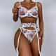 thumbnail image 4 of Conjunto de lencería de malla exquisita para mujer, sujetador, liga y bragas, picardías, ropa de dormir recortada Fridja nalpqowj38744, 4 of 9