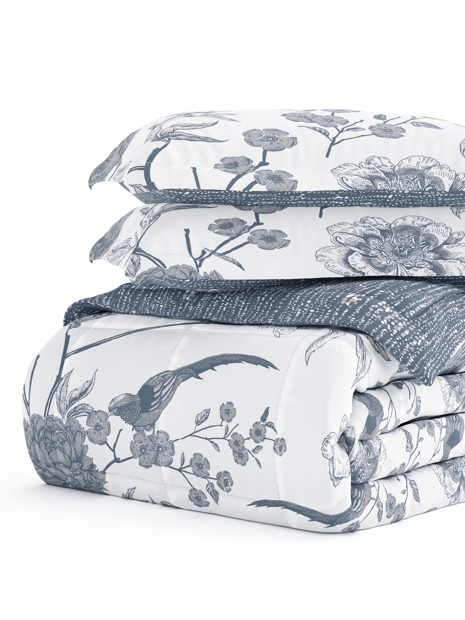 Comfort Canopy - 3 Piece Light Blue Floral Molly Botanicals All Season Down-Alternative Comforter for King Size Beds