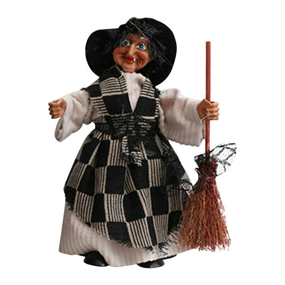 Indoor Outdoor Garden Porch Witch Holding Broom Halloween Decoration