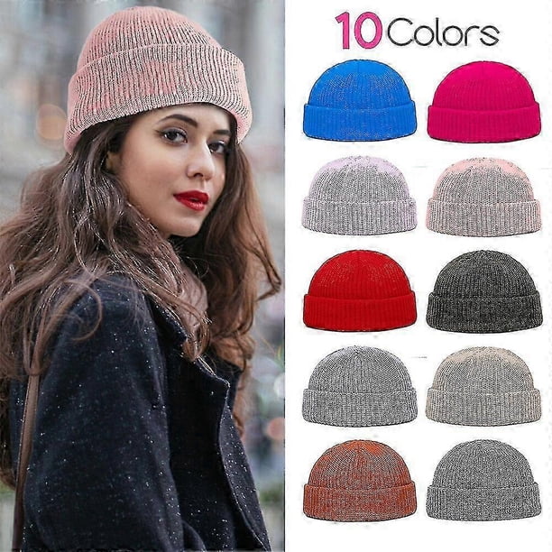 New Fashion Winter Warm Knitted Beanie Hats For Women Knitted Hat Thermal Sleeve Head Cap Melon Skin Hat Couple Hat Skullcap