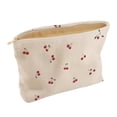thumbnail image 1 of Hand Painted Cherry Corduroy Drawstring Makeup Bag Lightweight Travel Toiletry Pouch Bohemian Cosmetic Organizer, 1 of 7