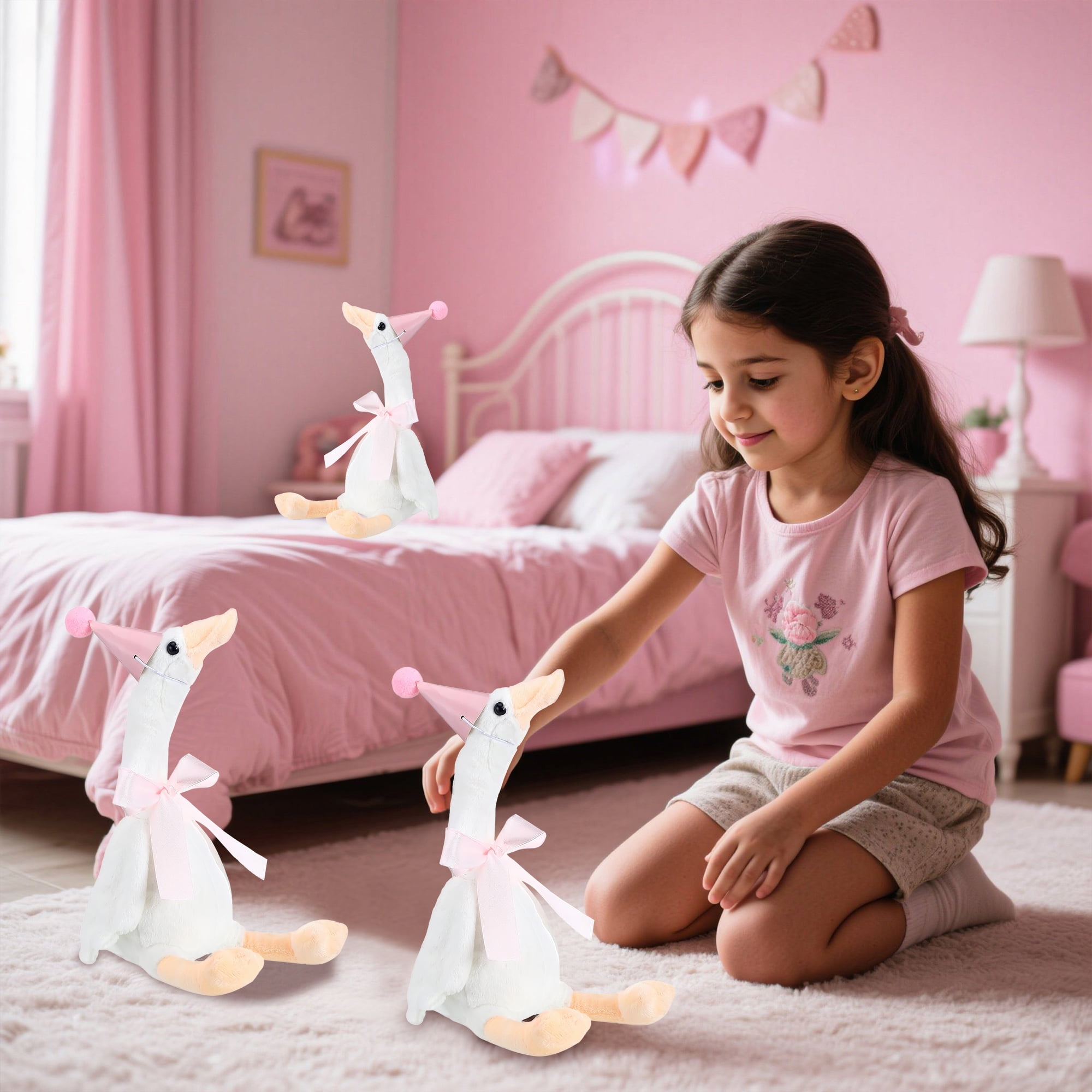 8 Sets One Silly Goose 1st Birthday Decoration 15.7 Inch Soft Silly Goose Stuffed Animal Hat with Wood Table Decor for Birthday Party Baby Shower Decoration
