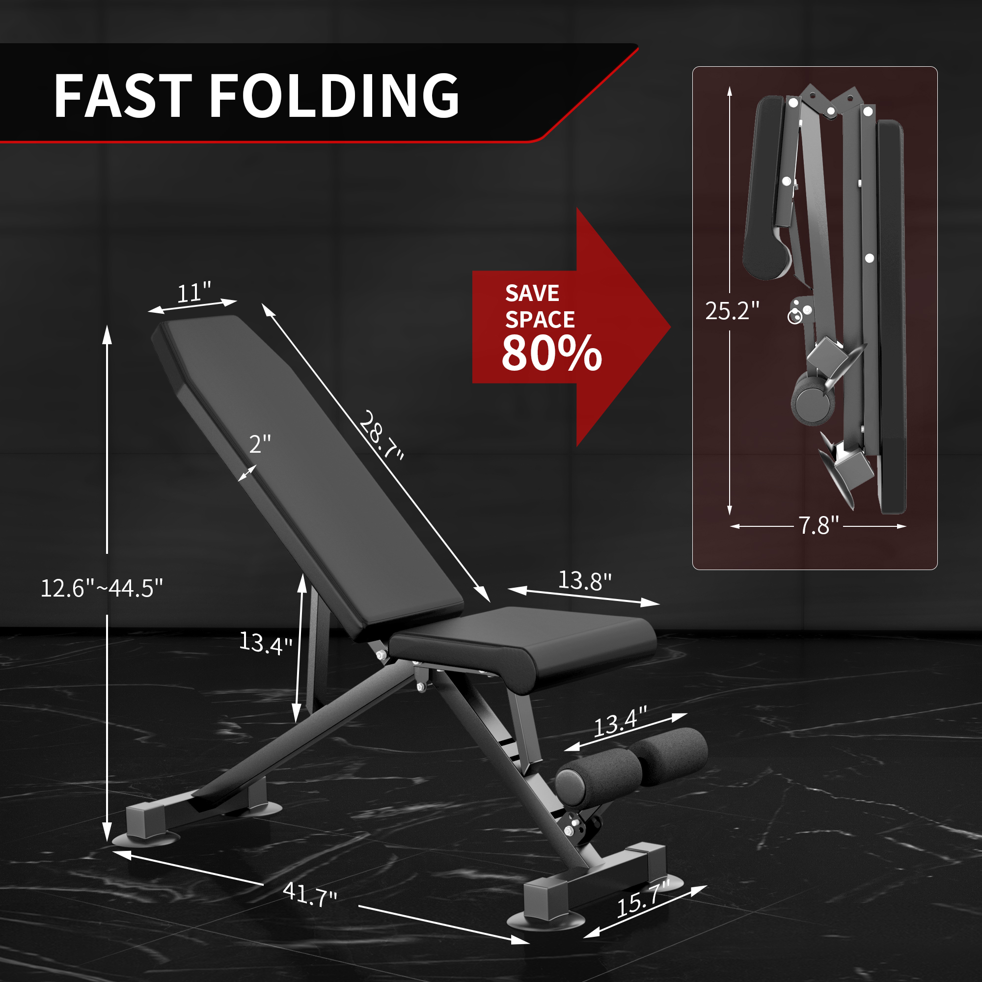 ZENOVA Weight Bench Workout Bench for Incline Decline Exercise 500LBS Weight Capacity Fast Folding Home Gym