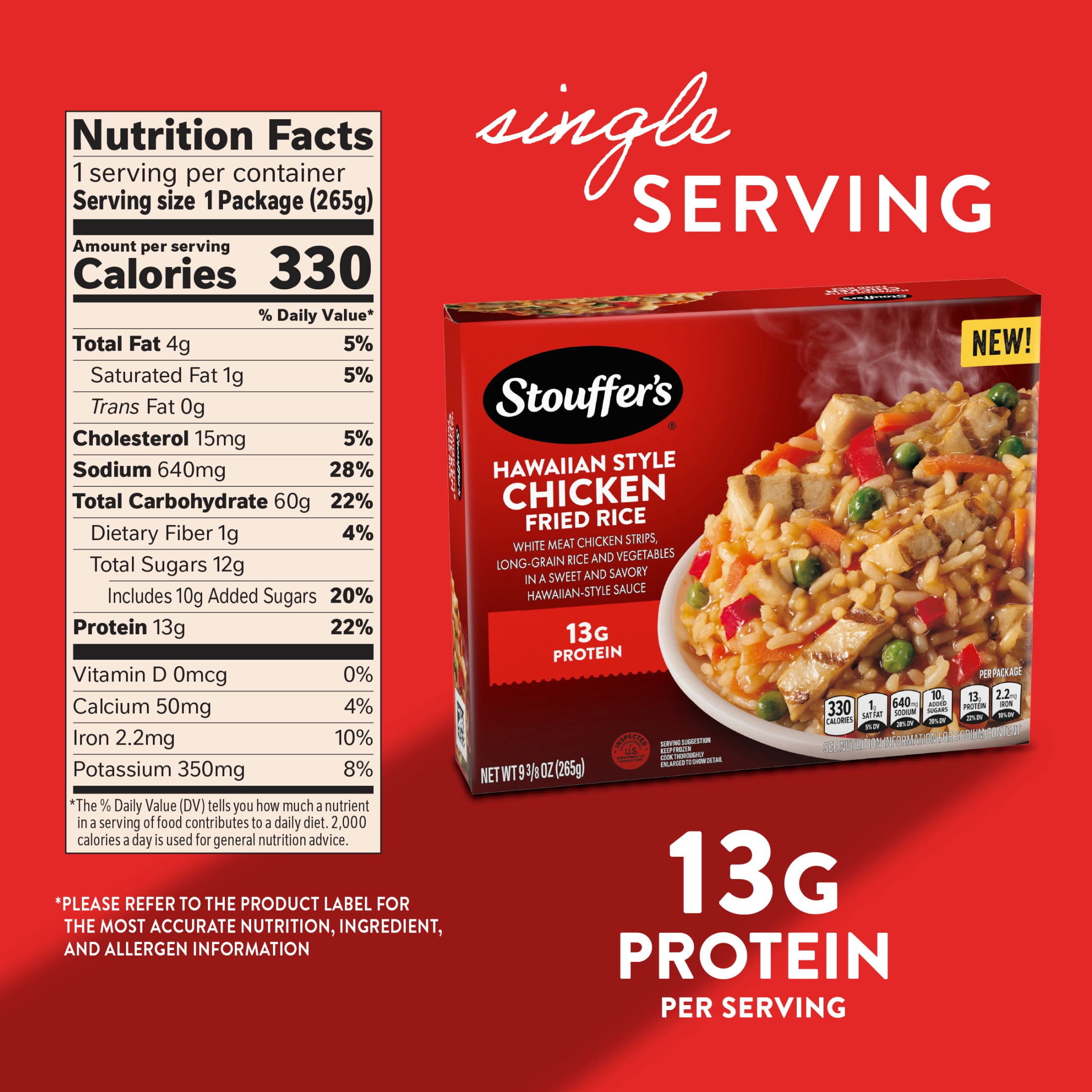 Stouffer's Hawaiian Style Chicken Fried Rice Frozen Meals, Single Serve, Frozen Dinner 9.375 oz