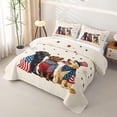thumbnail image 3 of Homewish Vintage USA Flag Dog Quilt King,4Th Of July Firework Stars King Coverlet Set,Cream,3-Piece, 3 of 7