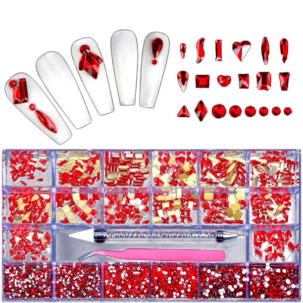 Kit De Diamantes De Imitación Para Uñas Diy, Diamantes De Imitación De Múltiples Formas, Diamantes De Cristal, Reverso Plano, Decoración Profesional Para Uñas, Arte Para Uñas Speravity CE008892-01
