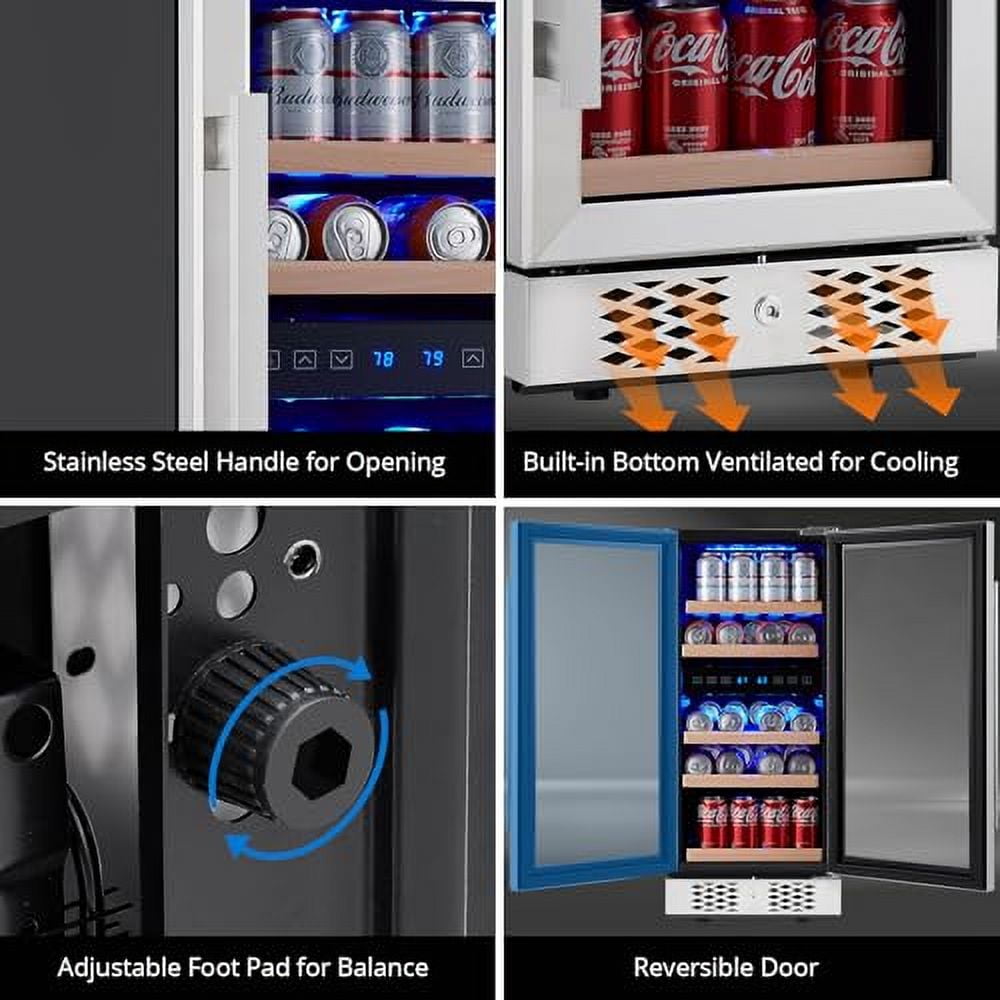Ataucjin 20 Inch Wine Fridge, 52 Bottle Wine Cooler Refrigerator, 40-66°F Wine Refrigerator with Glass Door, Blue LED Light Wine Fridge, Wine Cellar Chiller w 7 Shelves, Freestanding Wine Fridge for H