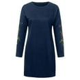 thumbnail image 6 of sertiohcv Floral Dress for Women Autumn Floral Embroidery Winter Women Long Dress Sleeve Casual Sweatshirt Women Dress Navy,Size 2XL, 6 of 7