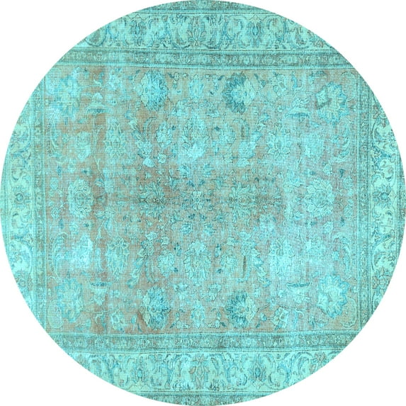 Ahgly Company Indoor Round Persian Light Blue Traditional Area Rugs, 7' Round