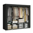 thumbnail image 4 of Spacious Portable Wardrobe Closet Organizer with Full Cover, 3 Hanging Rods & 8 Storage Shelves, Mobile Clothing Rack with 2 Side Pockets, Durable Freestanding Storage Cabinet for Bedroom Home Use, 4 of 9