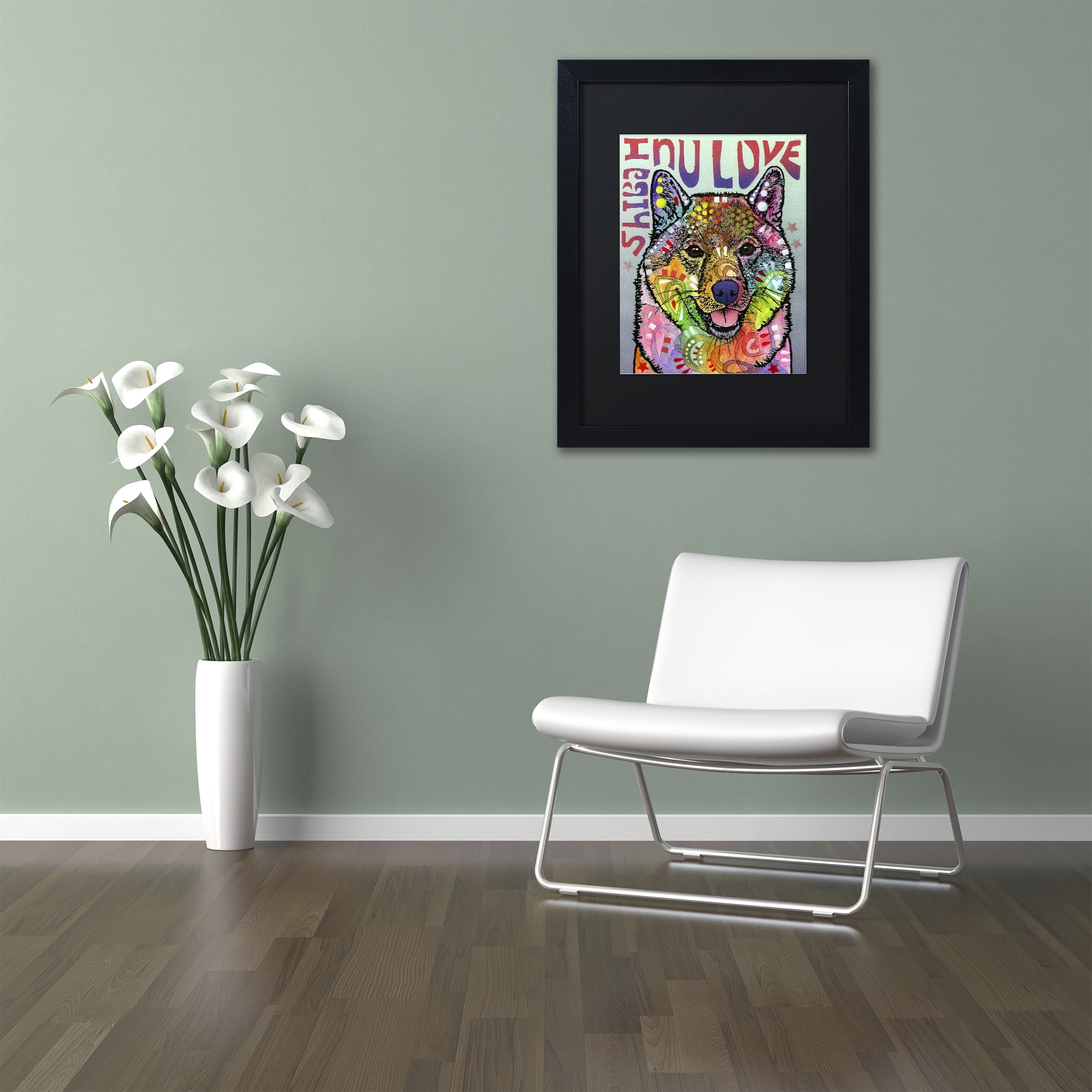 Trademark Fine Art 'Shiba Inu Luv' Black Framed Art by Dean Russo