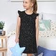 thumbnail image 4 of Fotbe Black Glitter Vestido de Dormir para Niñas de 3 a 10 Años, Mangas Cortas, Estilo Princesa, Pijama Camisón con Mangas Voladas-Medium, 4 of 6