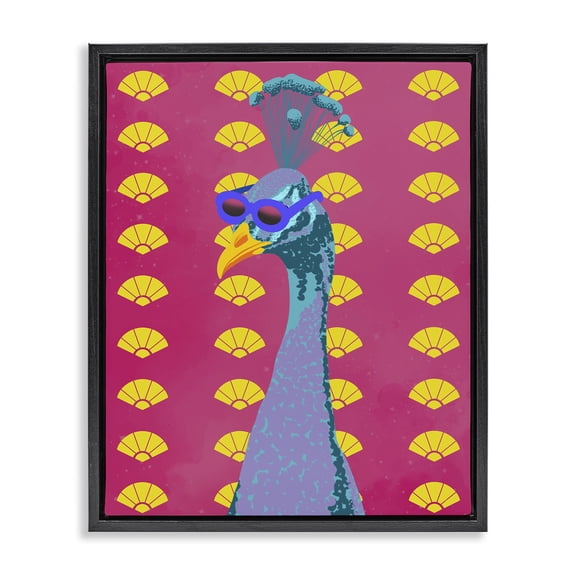 Stupell Industries Contemporary Vibrant Mod Peacock Black Floating Frame Canvas Art, 17 x 21, by Marcus Prime