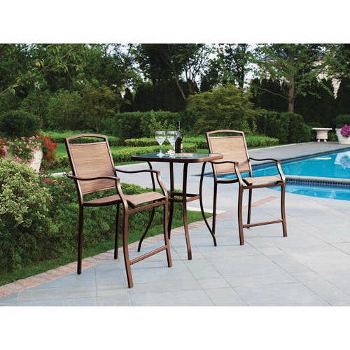 Mainstays Sand Dune 3 Piece Outdoor Bar Height Bistro Set For