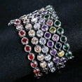 thumbnail image 2 of Chic Silver Plated Purple CZ Women Round Tennis Bracelet Wristband Chain Jewelry, 2 of 9