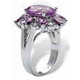 thumbnail image 2 of PalmBeach Jewelry 6.70 TCW Oval Cut Genuine Purple Amethyst and White Topaz Sterling Silver Flower Ring, 2 of 5