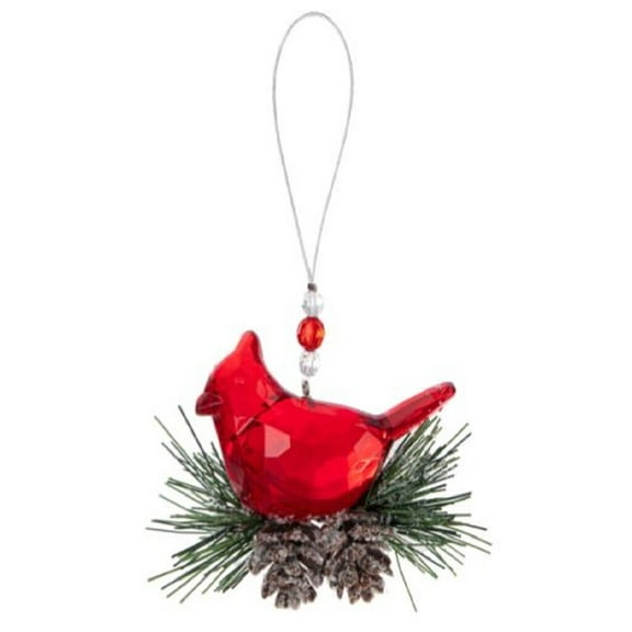 Ganz Winter Pine Cardinal Christmas Tree Ornament 3.5 Inch Multicolor