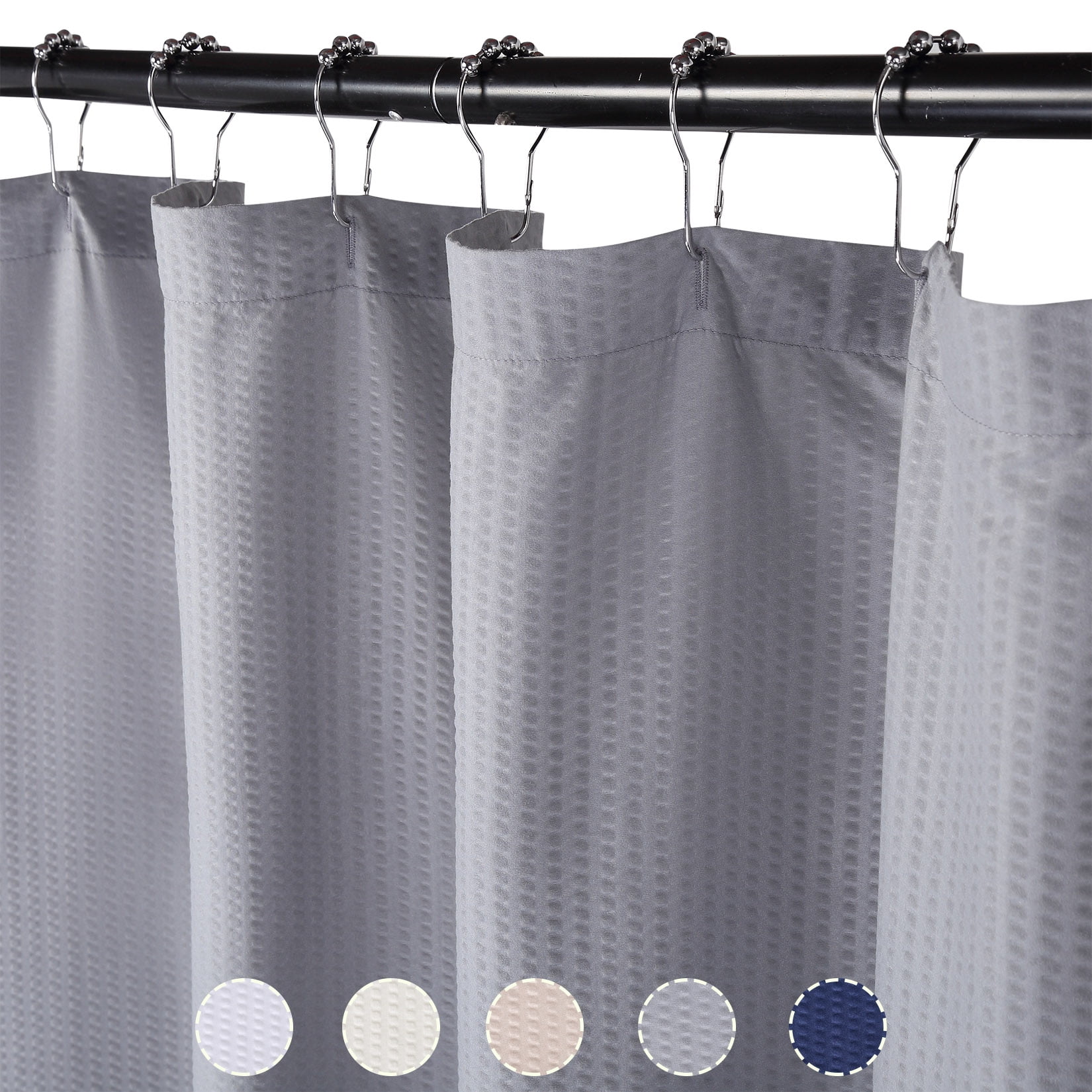 Haperlare Gray Shower Curtain 72 inches Long Fabric Shower Curtains Solid Water Repellent Shower Curtain or Liner for Bathroom, 1 Set