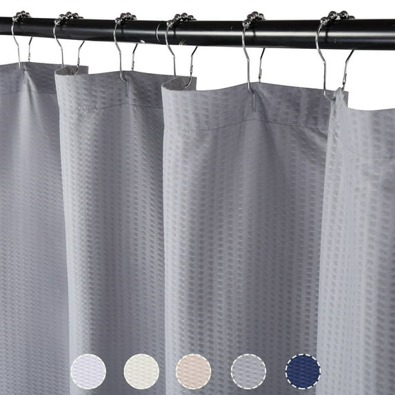 LingStar Grey Polyester Shower Curtain Embossed Pattern Water Repellent Soft Microfiber Fabric Bathroom Curtain 72"x96"