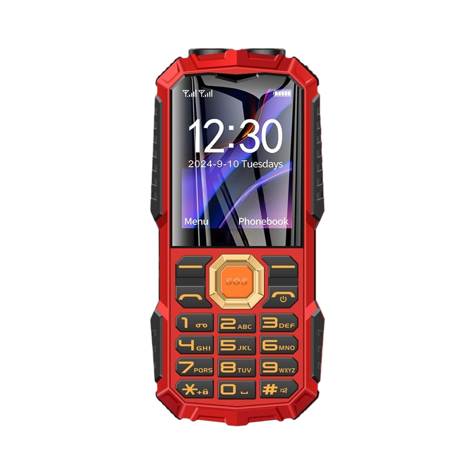 AUHomi Unlocked Cell Phone, Dual SIM Big Button Rugged Phone, Easy to Use Mobile Phone with Large Capacity Battery, Flashlight, SOS Key, Big Speaker, Calendar, Alarm Clock, Calculator, Red