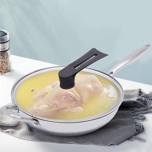 1L 12" Stainless Steel Wok Pan with Lid Woks & Stir-fry Pans, Honeycomb Coating