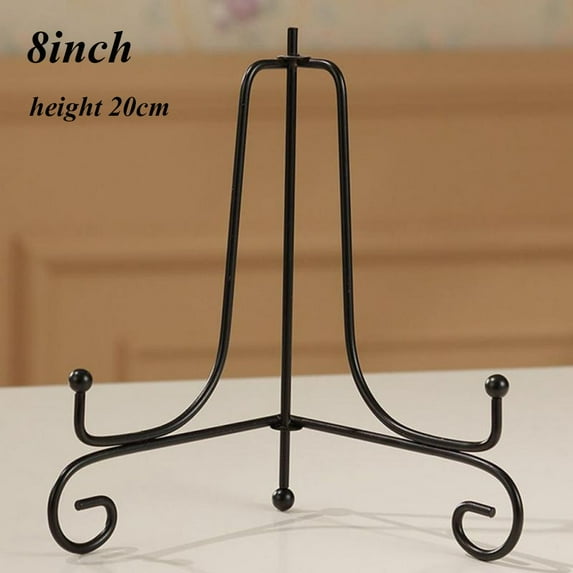 Craft Bracket Bowl Picture Frame Book Holder Photo Pedestal Display Stand Easel Black Iron Plate Rack 8INCH(20CM)