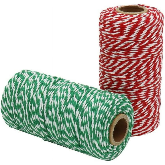 Red White and Green Twine String - 200m Cotton Bakers Twine