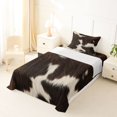 thumbnail image 3 of Manfei Retro Cow Print Twin Sheets 3pcs,Abstract Animal Spot Bedding,Dark Brown Cream,1 Flat Sheet,1 Fitted Sheet and 1 Pillowcase, 3 of 6