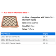 thumbnail image 2 of Air Filter - Compatible with 2006 - 2011 Chevy Impala 2007 2008 2009 2010, 2 of 2