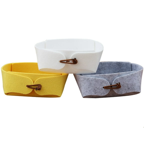 GOOHOCHY 3Pcs Folding Storage Container Assorted Color Felt Storage Bins for Daily Use