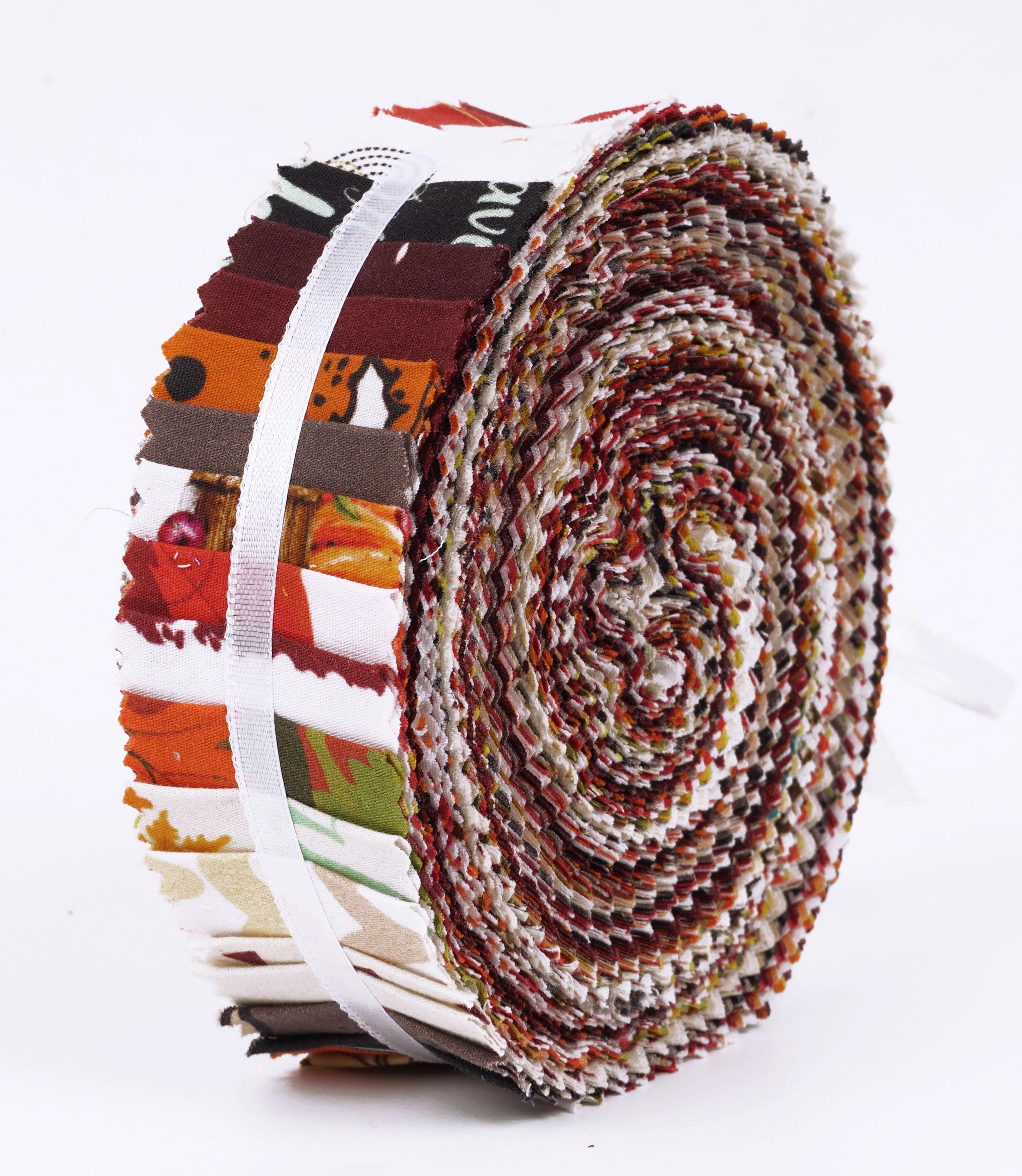 Soimoi 40Pcs Autumn Fall Theme Print Precut Fabrics Strips Roll Up 1.5x42inches Cotton Jelly Rolls For Quilting - Multicolor