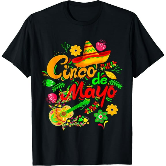 Happy Cinco De Mayo Men Women Kids 5 De Mayo Mexican Fiesta T-Shirt men and women can wear, black, white, gifts