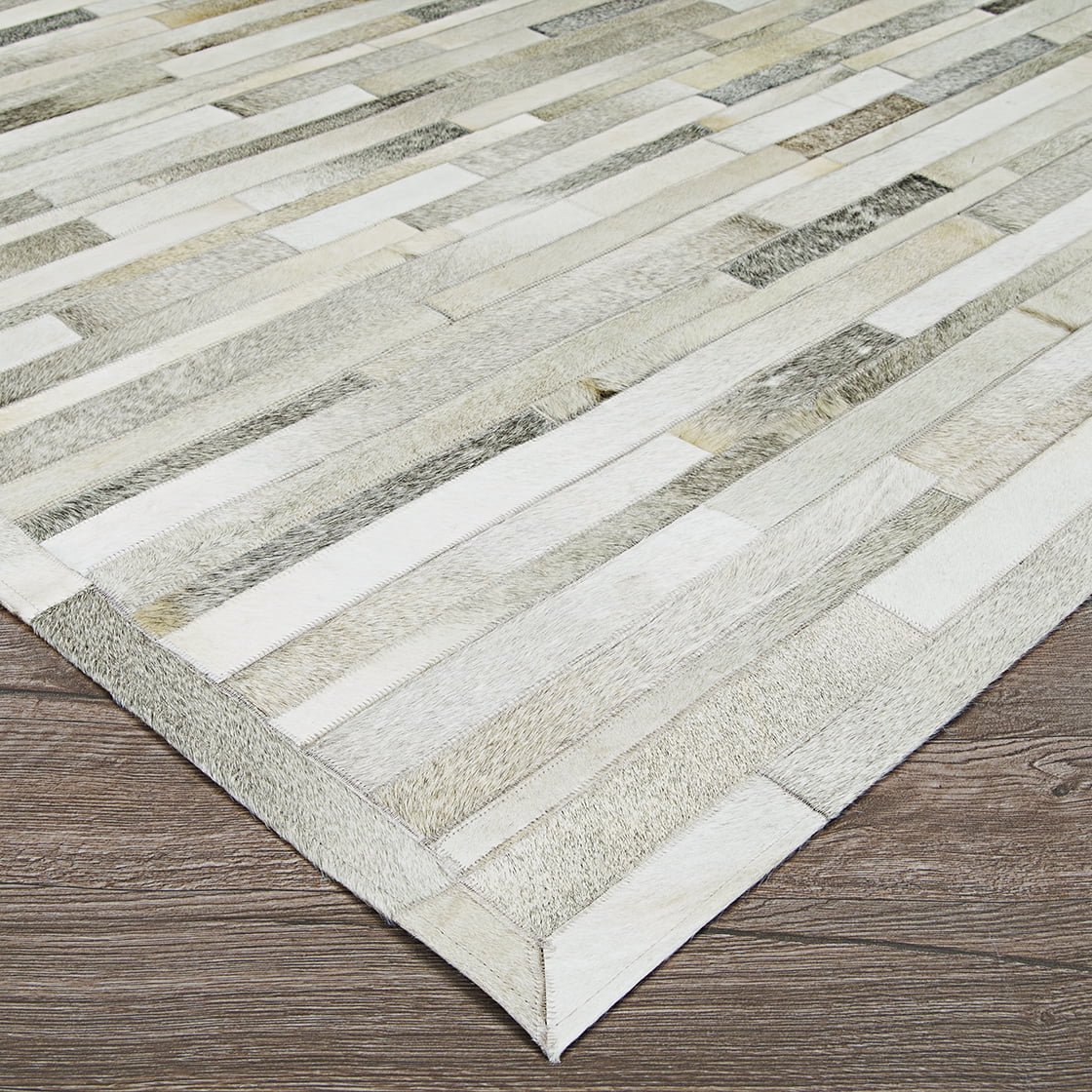 Couristan Chalet Plank 8' X 11'4" Grey-Ivory Handmade Cowhide Rug