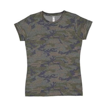 LAT B061022689 Ladies 4.5 oz Fine Jersey T-Shirt, Vintage Camo - 3XL