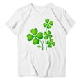thumbnail image 3 of BLVB St. Patrick's Day Shirts for Women Cute Shamrock Clover Graphic Tee Shirts Short Sleeve Crewneck Gift Tops Blouse White 2, 3 of 4