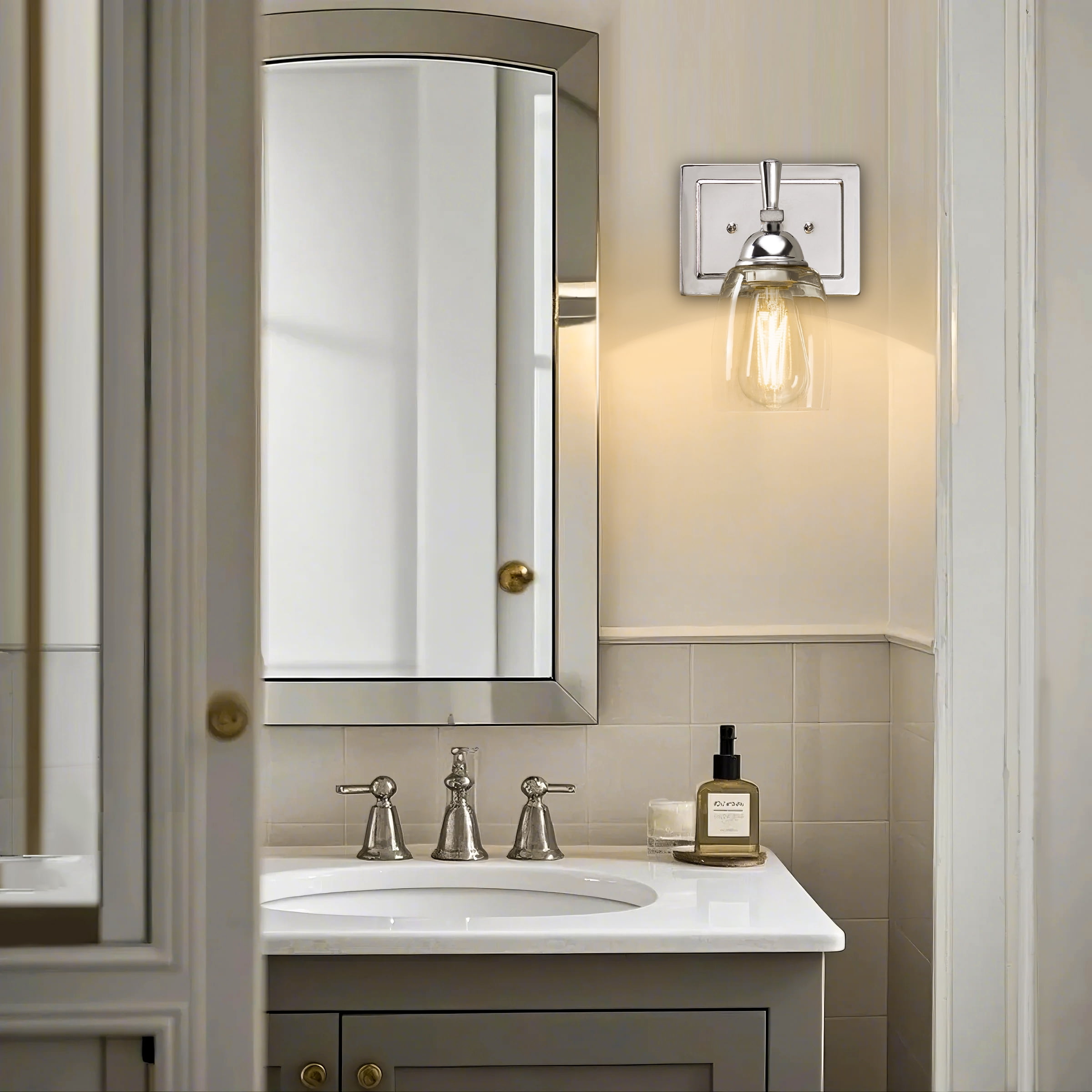 Better Homes & Gardens Chandler Industrial 1-Light Indoor Wall Sconce, Chrome