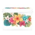 thumbnail image 2 of Foldable Fabric Storage Bin With Handle Collapsible Basket Box Storage With Lid Organizer Tropical Flowers, 2 of 7