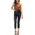 thumbnail image 3 of INSPIRE CHIC Women's Halloween Holographic Shiny Shirt Party Disco Metallic Tank Top for Women XS Brown, 3 of 8