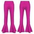 thumbnail image 4 of iiniim Kids Girls Shiny Dance Trousers Ruffle Hem Bell-bottom Jazz Dancewear High Waist Long Pants Size 6-16 Hot Pink 12, 4 of 7