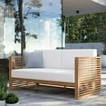 thumbnail image 3 of Modway Carlsbad Teak Wood Outdoor Patio Loveseat in Natural White, 3 of 8