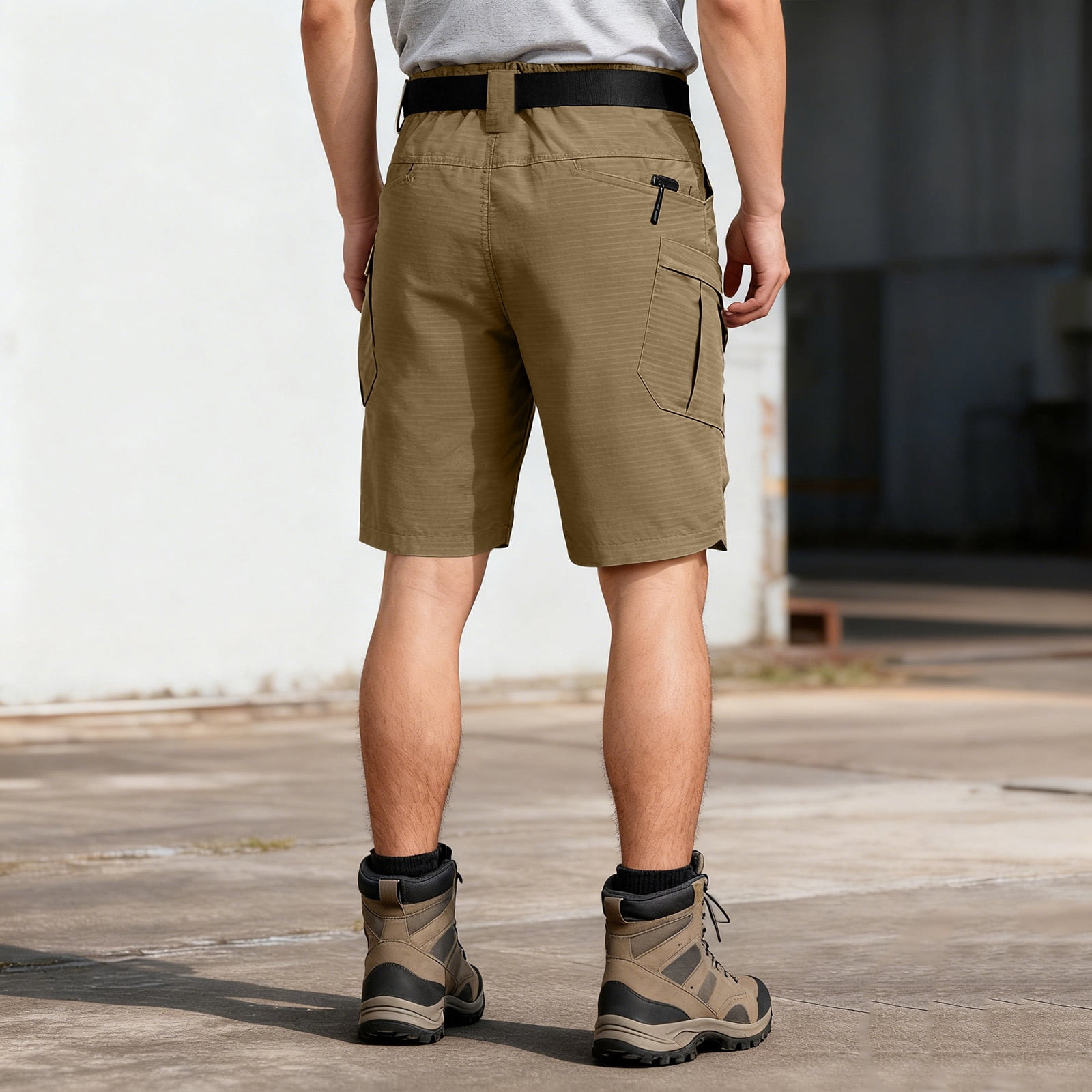 Mens Swim Trunks Men's Casual Resort Tactical Multi-Pocket Cargo Shorts Workwear Utility Crop Pants with Hook and Loop Patches Summer Outdoor Hiking Fishing Shorts Brown 4XL