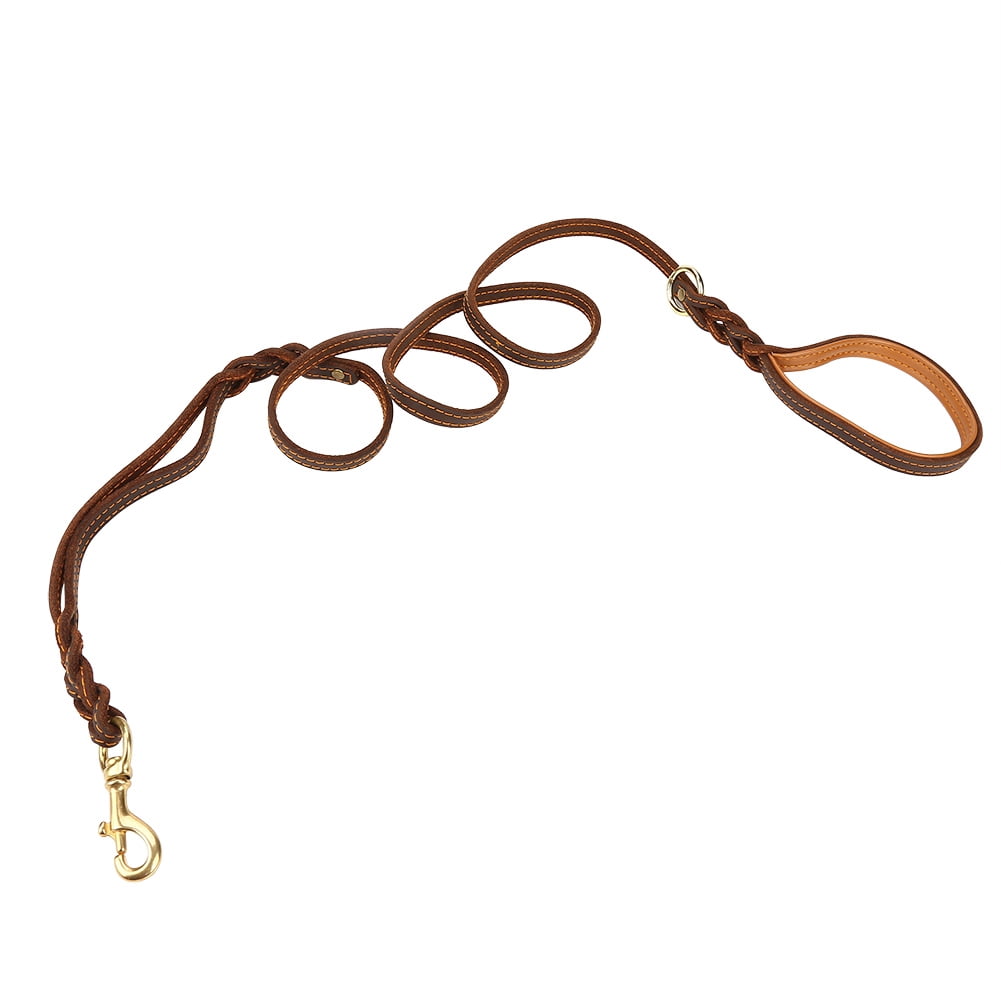 Leather Dog Leash, 6.0ft Double Handle Dog Leash Training Leash Dog Leashes For Large Dogs Heavy Duty Dog Training Leashes For Small, Medium and Large Dogs