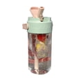 thumbnail image 1 of Botella de agua con pajita, colador de té incorporado y asa, PC, 700 ml, hermosa y linda botella de pajita para niñas y mujeres, color verde, 1 of 14