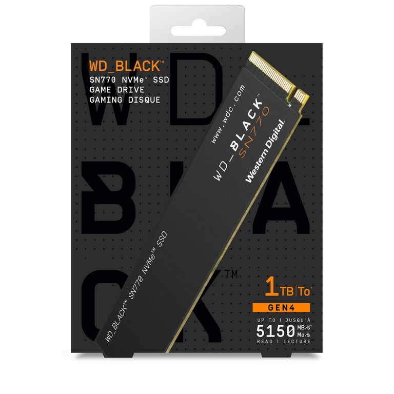  Western Digital WD_BLACK 1TB SN770 NVMe Internal Gaming SSD  Solid State Drive - Gen4 PCIe, M.2 2280, Up to 5,150 MB/s - WDS100T3X0E :  Electronics