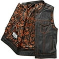thumbnail image 4 of First Mfg Co - The Cut - Men's Motorcycle Biker Riding Black Orange Leather Vest - Small, 4 of 5