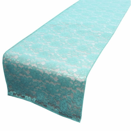 

Light Weight Floral Sheer Lace Table Runner / Wedding Table Top Décor (Pack of 8) Aqua