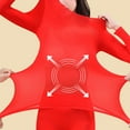 thumbnail image 3 of Women's 2PC Thermal Base Layer Set Long Sleeve Crewneck Pullover Shirt Elastic Waist Leggings Sleepwear Set Red XL, 3 of 3