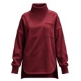 thumbnail image 4 of Women's Turtleneck Oversized Sweatshirt, Long Sleeve Fall Winter Casual Sweatshirt with Chest Pocket and Side Slit, Women's ,Size S-2XL, 4 of 4